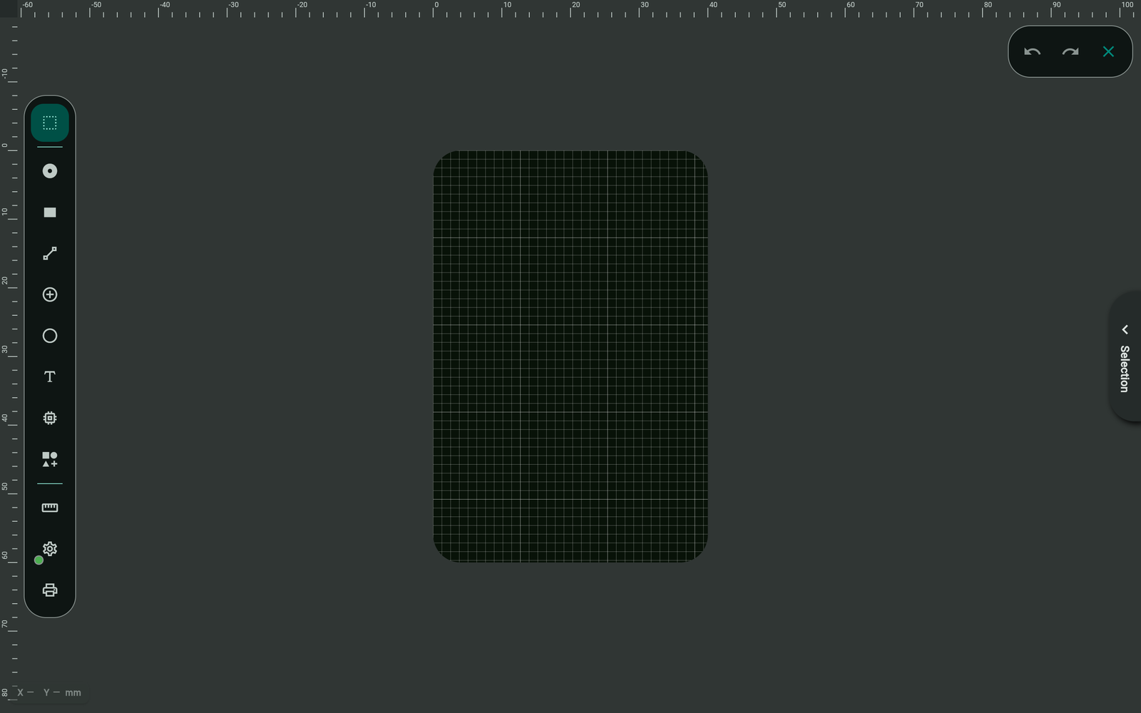Protoboard Designer editor canvas with grid, toolbar, and layers panel for PCB beginners