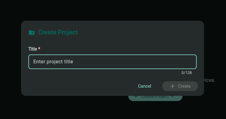 Create Project dialog with a title field in Protoboard Designer