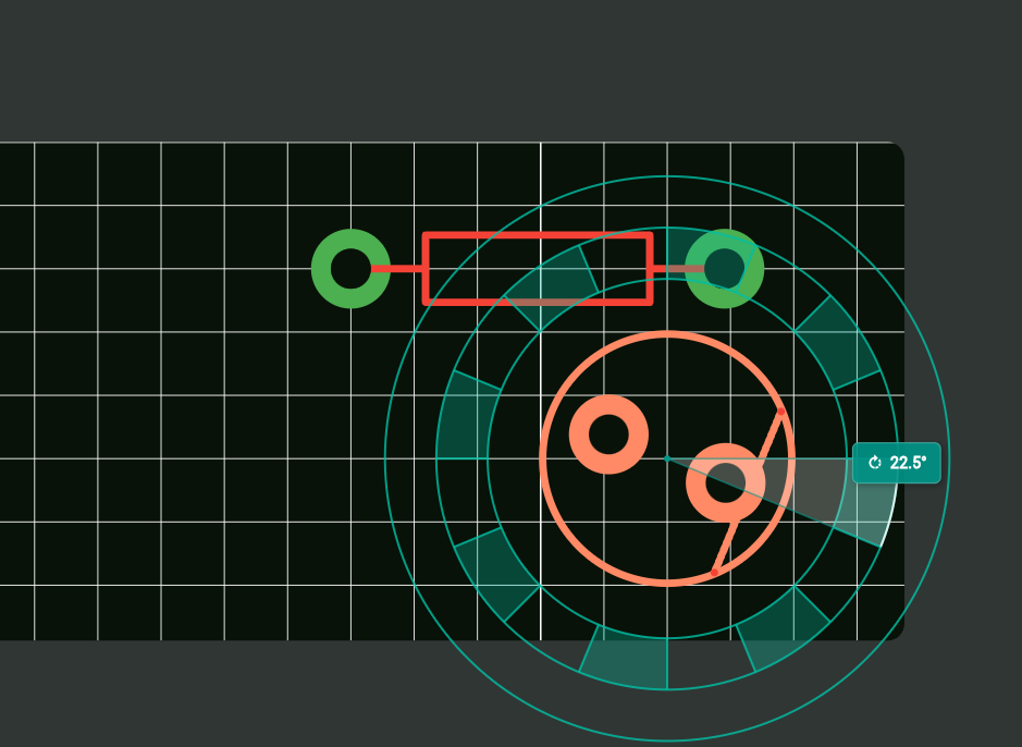 Selecting, moving, and rotating a footprint on the canvas in Protoboard Designer